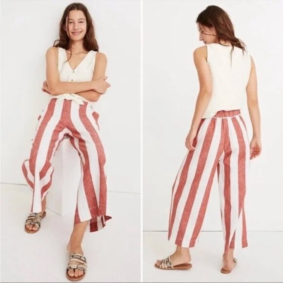Madewell Pants - Madewell Huston Pull-On Crop Pants in Bold Stripe Womens Size XS
